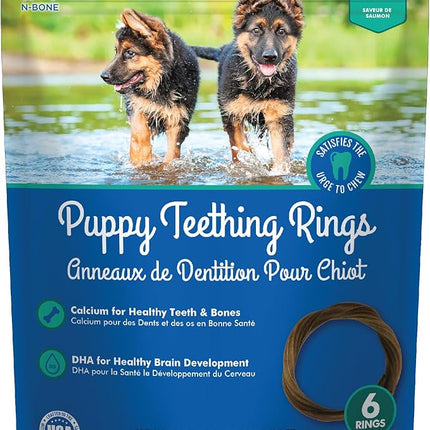 N-Bone Puppy Teething Rings Salmon Flavor Dog Treat, 6 Count Bag, 7.2-oz