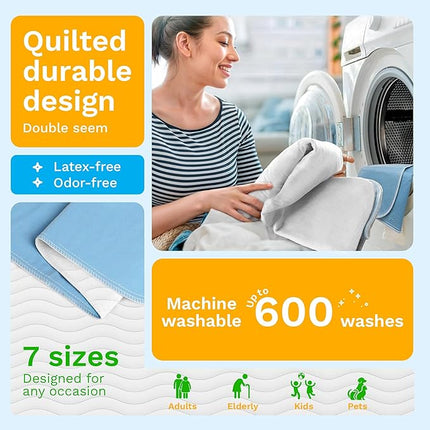 GREEN LIFESTYLE Washable Underpads - Large Bed Pads for use as Incontinence Bed Pads, Reusable Pet Pads, Great for Dogs, Cats, Bunny, Seniors Bed Pad (Pack of 4 - 30x34)