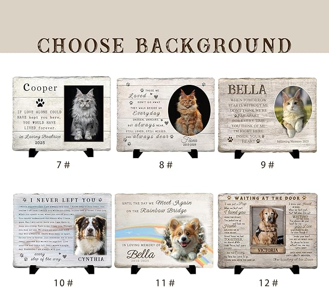 Personalized Pet Memorial Stone, Custom Dog Memorial Gifts for Loss of Dog with Photo Name Date, Dog Remembrance Gift, Loss of Dog Sympathy Gift for Dog Cat Lovers (Quote 8)