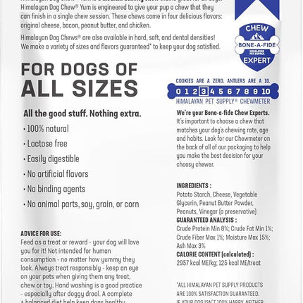 Himalayan Dog Chew Yak Cheese Dog Chews, Lactose Free & Grain Free, USA Made, For All Dog Breeds, Medium Density Cheese Chew, Resealable Pouch with 3 YUM Treats, Peanut Butter Flavor