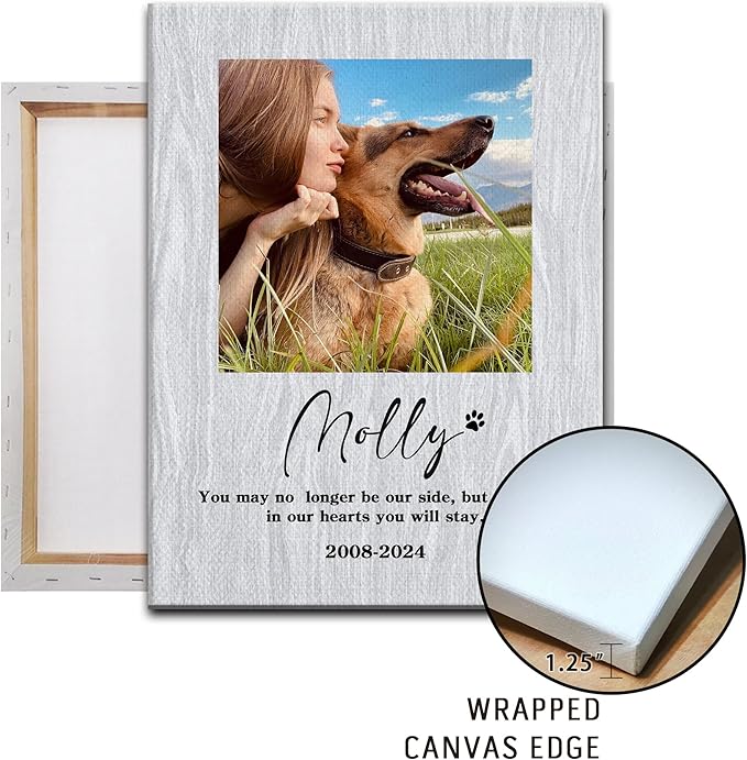 Personalized Pet Memorial Gifts for Dogs Customized Gifts for Dogs Cats Custom Loss of Pet Sympathy Gift Canvas Dog Loss Gift Canvas with Picture Name
