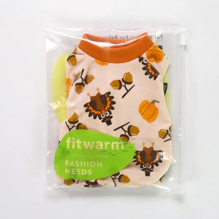 Fitwarm Thanksgiving Turkey Dog Pajamas, Funny Dog Winter Clothes for Small Dogs Girl Boy, Pet Jumpsuit, Cat Onesie with Feet, Lightweight Velvet, Orange, XXL