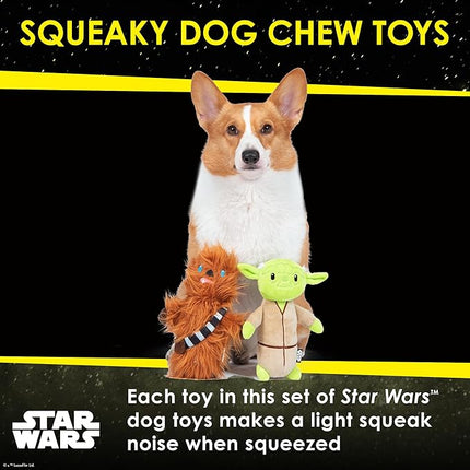STAR WARS for Pets 2piece Multipack Dog Toys, YODA and Chewbacca Bobo Style Dog Toys Plush Toys Fabric Plush Dog Toy, Squeaky