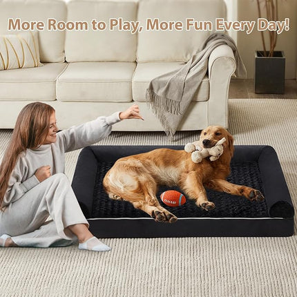 BFPETHOME Dog Beds for Large Dogs, Orthopedic Dog Bed for Medium Large Dogs,Big Waterproof Couch Pet Bed with Removable Washable Cover