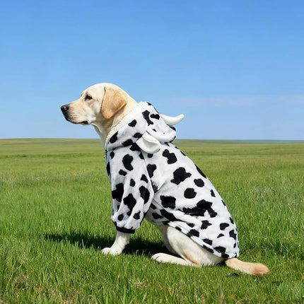 FLAdorepet Halloween Dog Cow Costume Outfits for Small Medium Large Dog Winter Fleece Puppy Jacket Coat Hoodie Funny Dog Clothes Golden Retriever(White, 6XL)