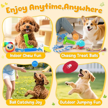 KIPRITII 25 Pack Dog Toys Set – Ideal for Teething, Entertainment & Interactive Play, Includes Puppy Toys, Rope Toys, Treat Balls and Squeaky Dog Toys
