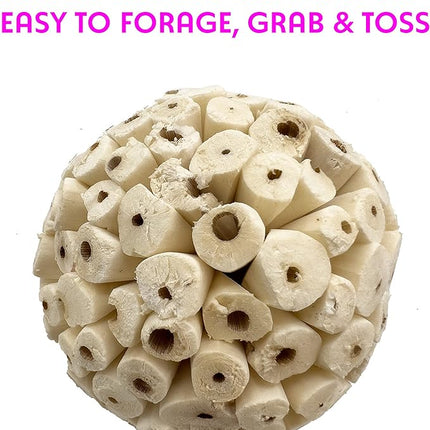 by M&M 5101 Big Sola Bird Balls Pk3 - Handmade Natural Sola Wood Chew Balls, Lightweight Pithy Bird Safe Material, Great Fun for Beaks and Feet, Ideal for Medium Size Pet Birds