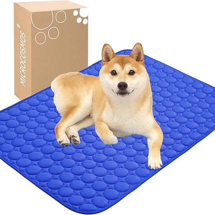 MICROCOSMOS Summer Cooling Mat & Sleeping Pad- Water Absorption Top, Materials Safe, Easy Carry, EZ Clean. Keep Cooling for Pets, Kids and Adults.(Dark Blue, 36" x24")