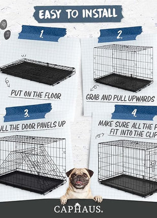 CAPHAUS Foldable Dog Crate Wire Metal Dog Kennel w/Divider Panel, Leak-Proof Pan & Protecting Feet, Single & Double Door, Small, Medium & Large Dog Crate Indoor Wire Dog Cage, 36” w/Double Doors