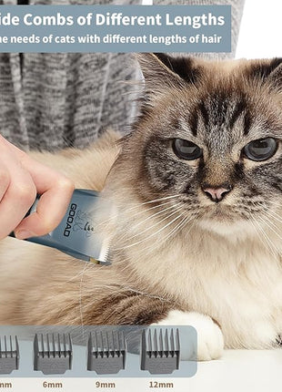 Cat Clippers, Professional Grooming Kit, Cordless Clippers for Thick Coats, Hair Trimmer, Low Noise Shaver Quiet Pet Tools Cats Dogs (Blue), 1.0 Count