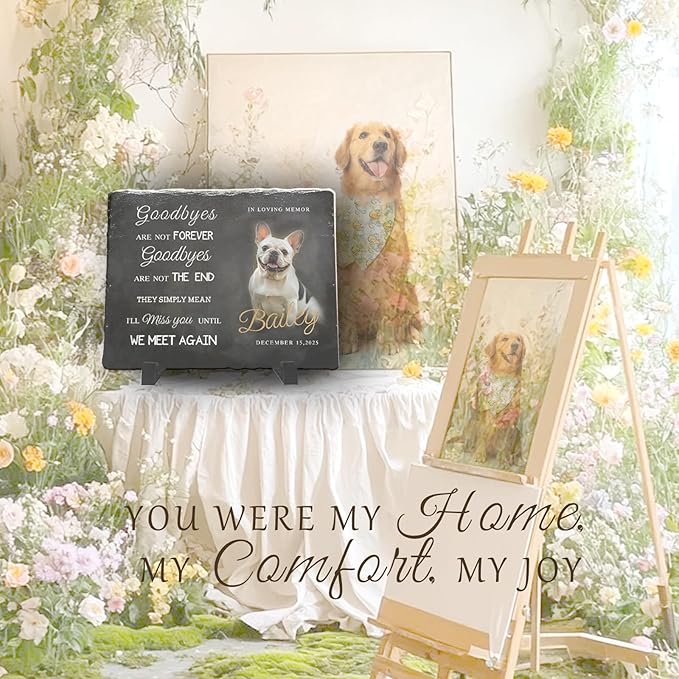 Personalized Pet Memorial Stone, Custom Dog Memorial Gifts for Loss of Dog with Photo Name Date, Dog Remembrance Gift, Loss of Dog Sympathy Gift for Dog Cat Lovers (Quote 6)