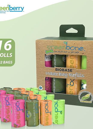 Biobase Pet Products Leak Proof Dog Poop Bag Rolls, Odor Blocking Multicolor Nature Theme 16 Rolls 192 Refill Bulk Pack