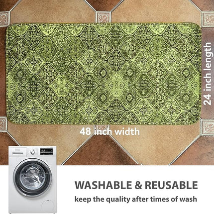 nunubaby 4PACK Washable Pee Pads for Dogs, Stylish, Non-Slip and Leak-Proof Pee Pads. Reusable Potty Pads for Dogs for Crates and Floors.(Green/Multi, 24" x48")