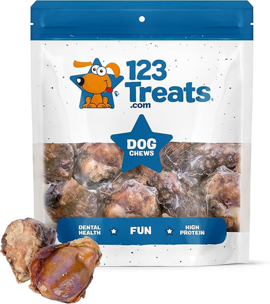 123 Treats - Dog Bone Knee Caps - 100% Natural & Long Lasting Beef Chews Beef Chew Treats for Pets - Ideal for Small to Large Dogs (30 Count - Made in USA)