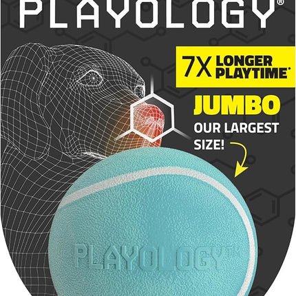 Playology Dog Toys | Squeaky Chew Ball - Bouncy Durable Floating Fetch Ball for Dogs | Jumbo Peanut Butter Scented Toy - Easy to Clean and Made from Non Toxic Materials
