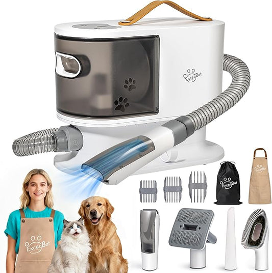 Dog Grooming Vacuum, Dog Grooming Kit 12kPa Suction Hair Remover Low Noise Pet Brush Vacuum Collects 99% Hair, 2L Dust Cup, 5 Proven Grooming Tools for Cats, Other Animals and Home Cleaning