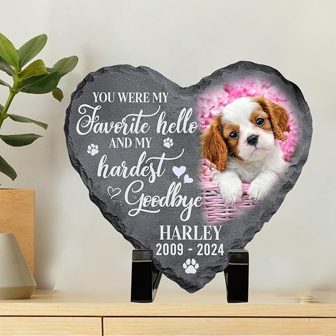 Personalized Dog Memorial Gifts for Loss of Dog, Custom Photo Pet Stone, Personalized Memorial Gifts for Pet Loss, Gift for Cat Lovers, Stones for Dogs, Cemetery Decorations for Grave Q8
