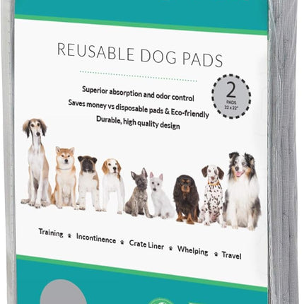 rocket & rex Premium Washable Pee Pads for Dogs, Waterproof & Reusable Puppy Pads for Potty Training, Whelping, Lining Crates & More, Guaranteed for up to 300 Washes, 22" x 22" (Pack of 2)
