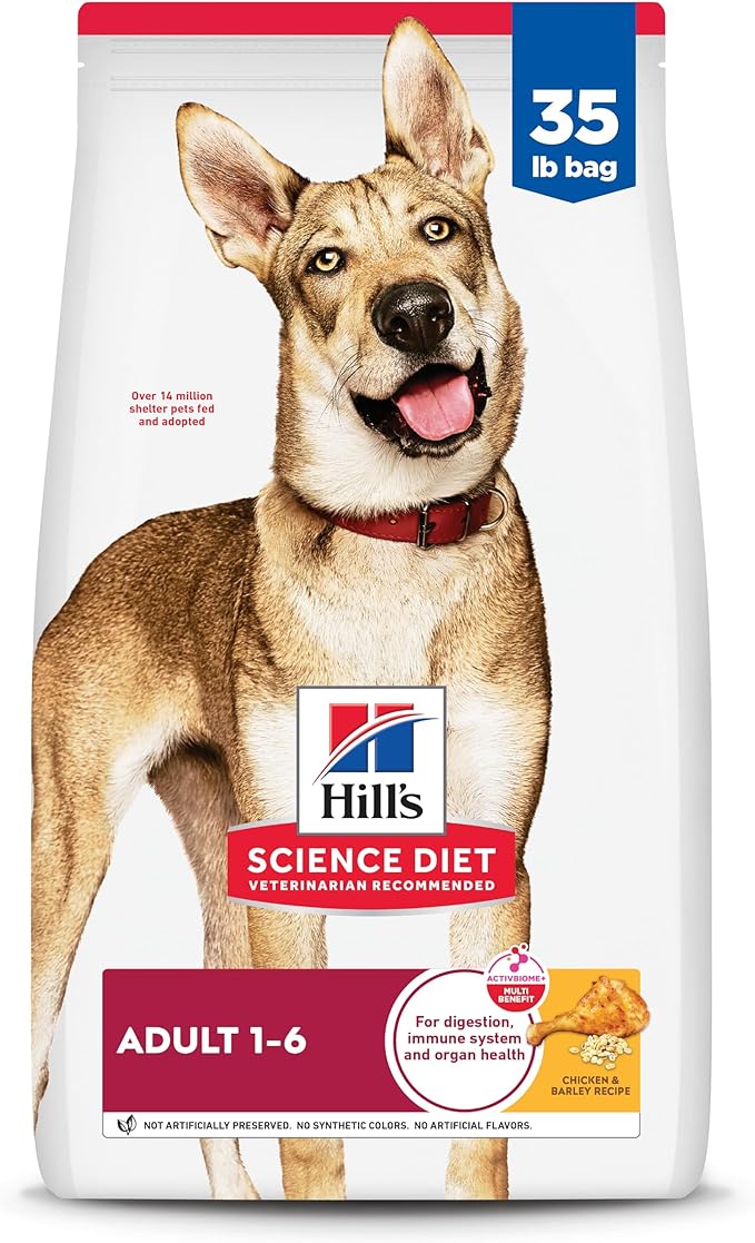 Hill's Science Diet Adult 1-6, Adult 1-6 Premium Nutrition, Dry Dog Food, Chicken & Barley, 35 lb Bag
