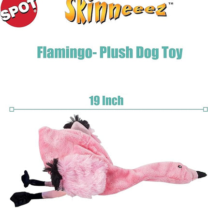 SPOT Skinneeez Flamingo 19 Inch Stuffing-Free Plush Dog Toy with Dual Squeakers – Long Interactive Chew Toy for Medium and Large Dogs – Mess-Free Play for Light & Moderate Chewers