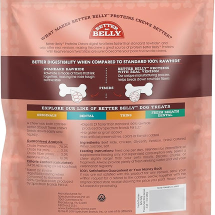 Better Belly Highly Digestible Rawhide Twist Sticks Chews, Treat Your Dog to a Chew with NO Artificial Colors or Flavors