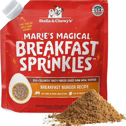 Stella & Chewy's Marie's Magical Breakfast Sprinkles Freeze-Dried Raw Breakfast Burger Recipe Grain-Free Dog Food Topper, 7-oz Bag
