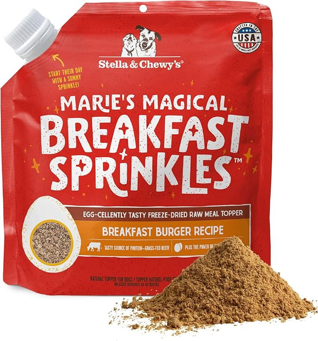 Stella & Chewy's Marie's Magical Breakfast Sprinkles Freeze-Dried Raw Breakfast Burger Recipe Grain-Free Dog Food Topper, 7-oz Bag