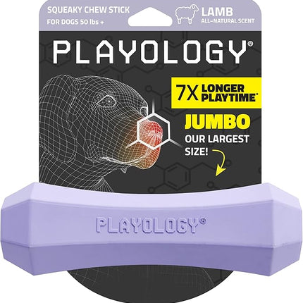 Playology Dog Toys | Durable Squeaky Chew Stick for Dogs | Jumbo Lamb Scented Toy - Easy to Clean and Made from Non Toxic Materials