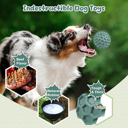 Squeaky Dog Toys for Aggressive Chewers, Indestructible Dog Balls for Aggressive Chewers, Squeaky Balls for Dogs, Interactive Toys for Large Dogs to Relax
