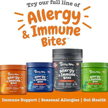 Zesty Paws Dog Allergy Relief Chews, Dog Probiotics for Itchy Skin and Ears, Salmon, 90ct