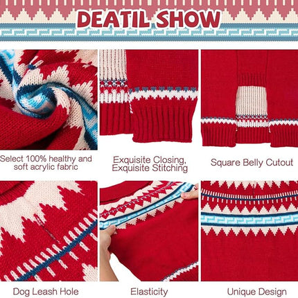 BINGPET Dog Sweater - Turtleneck Classic Knit Dog Sweaters for Small Medium Large Dogs, Pet Winter Clothes Warm Sweatshirts Outfits for Doggie and Cats Red L/XL