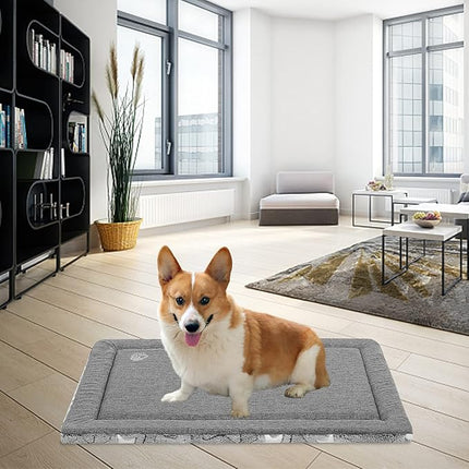 EMPSIGN Dog Crate Pad - Reversible Kennel Mat (Cool & Warm), Machine Washable, Cozy Star Pattern Sleeping Pad for Small Medium Large Dogs, All-Season Pet Bed, Suitable for 30"x20" Dog Crate, Grey