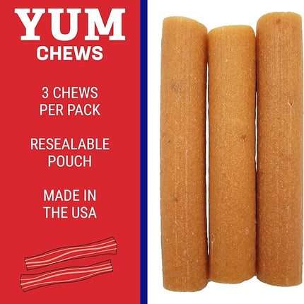 Himalayan Dog Chew Yak Cheese Dog Chews, Lactose Free & Grain Free, USA Made, For All Dog Breeds, Medium Density Cheese Chew, Resealable Pouch with 3 YUM Treats, Bacon Flavor