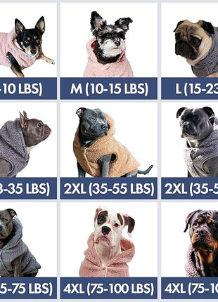 Spark Paws Fleece Dog Jacket, Hooded Sweater Vest, Warm Coat for Winter - Suitable for Small Medium Large XL XXL Breeds - Taupe - 3XL