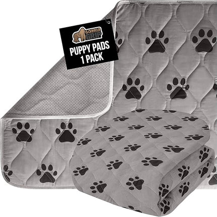 GORILLA GRIP Washable Puppy Pads, 46x28, Slip Resistant Dog Crate Mat, Waterproof Cloth Pee Pad for Training Puppies in Playpen, Reusable Pet Incontinence Blanket, Protects Sofa, Furniture, Floors