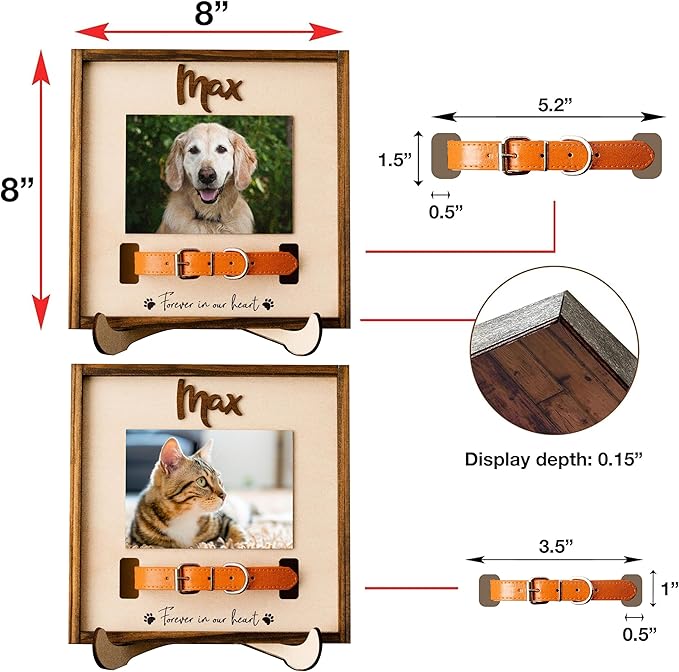 Nazenti Pet Bereavement Collar Frame, Custom Dog or Cat Memorial Frame with Pets Name, Sympathy Keepsake for Cat Loss, Pet Memorial Gift for Grieving Owners, Loss Of Dog Sympathy Gift
