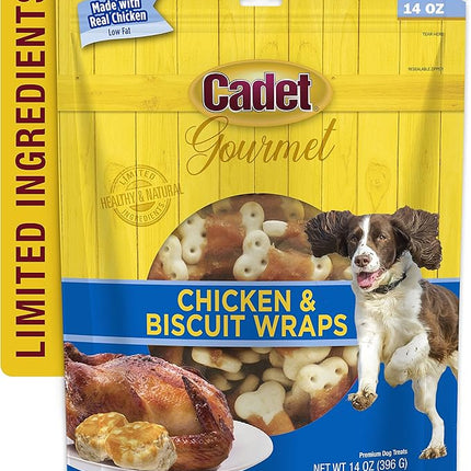Cadet Gourmet Chicken Wrapped Biscuit Dog Treats, Training Treats for Small and Large Dogs, Inspected & Tested in USA, 14 oz.