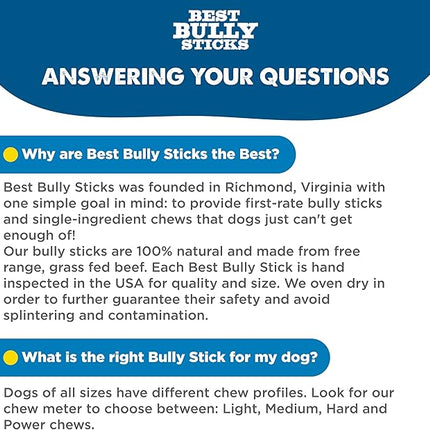 Best Bully Sticks Odorless 4-8 Inch Bully Sticks for Dogs - 8 oz (Pack of 1) - Natural Grass-Fed Beef, No Rawhide, Grain and Odor Free Chew Treat - Small, Medium, Large Breeds, Puppies