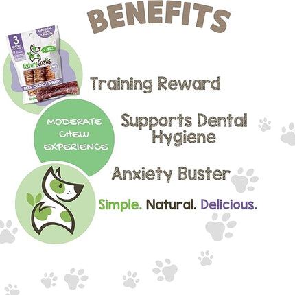 Nature Gnaws Beef Trachea Crunch Wraps for Dogs, 3 Count, Pack of 4 | Long Lasting | Natural Beef Jerky | Rawhide Free | Dog Chew Bones