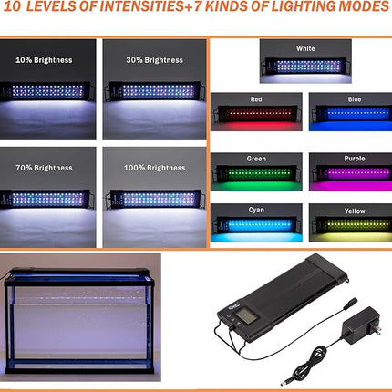 hygger Auto On Off LED Aquarium Light 12-17 Inches Dimmable 7 Colors Full Spectrum Fish Tank Light Fixture for Freshwater Planted Tank Build in Timer Sunrise Sunset