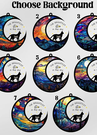 Cat Memorial Suncatcher Personalized Name Pet Ornament Window Car Hanging Sympathy Gift for Loss of Pet Bereavement Keepsake Remembrance Gifts for Cat Lovers Outdoor Decor