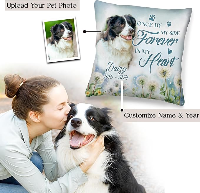 Personalized Pet Memorial Pillow with Photo, Dog Memorial Gifts for Loss of Dog, Memory Dog Loss Gift, Dog Passing Away Gifts Personalized, Pet Memorial Gifts for Dogs, Pet Keepsake Memorial