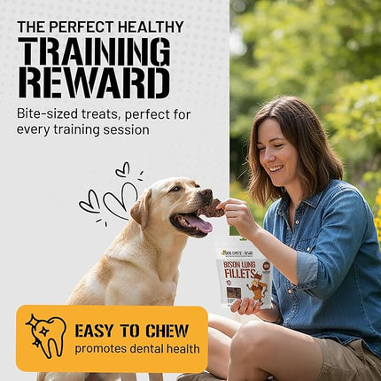 Dog Chits Bison Lung Fillets for Dogs – All-Natural, High Protein Single Ingredient Dog Treats Bison Lung Dog Treats – Grain-Free, Low-Fat – Safe with Sensitive Stomachs – 10 oz