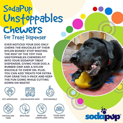 SodaPup Unstoppables Chewers – Inserts for Treat Dispensers Made in USA from Non-Toxic, Pet Safe, Food Safe Nylon Material to Enhance Treat Dispensers and Challenge Dog’s Foraging Instincts – 3 Pack