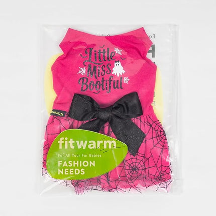 Fitwarm Little Miss Bootiful Halloween Dog Dress, Funny Costumes for Small Dogs Girl, Pet Outfit, Black, Hot Pink, XXS