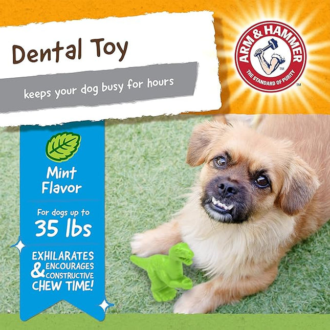 Arm & Hammer for Pets Nubbies Dental Toys T-Rex Dental Chew Toy for Dogs Best Dog Chew Toy for Moderate Chewers Reduces Plaque & Tartar Buildup Without Brushing, Mint Flavor (Pack of 1)