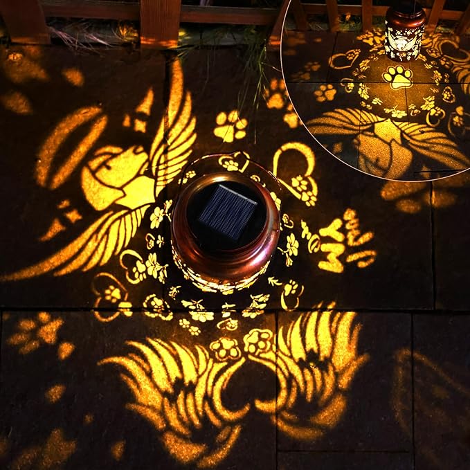 Dog Memorial Solar Lanterns, Thoughtful Angel Paw Memorial Gifts for Loss of Dog, Pet Sympathy Passing Away Remembrance Bereavement Gift for Outdoor Pet Death Memorials Funerary Garden Grave