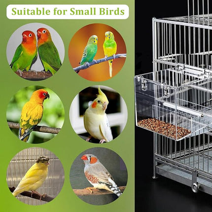 No Mess Bird Feeder for Cage, Automatic Acrylic No Spill Bird Feeder Cage for Parakeet Parrot Cockatiels Cockatiels Lorikeet Lovebirds Seeds (Small)