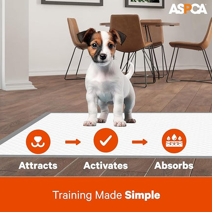 ASPCA - Scented Puppy Pads | Extra Absorbent Dog Training Pads for Cats & Dogs | Leak-Proof Layers | Odor Control & Quick-Dry | Non-Slip & Tear-Resistant | Travel Friendly | Pack of 100 | Size 22"x22'