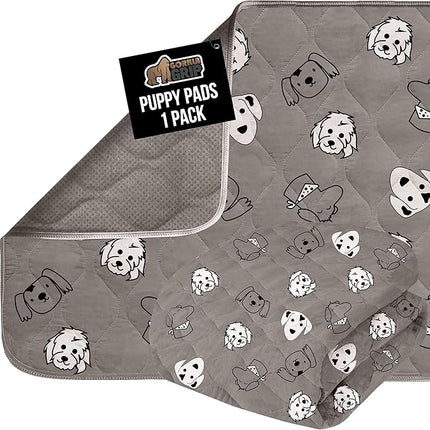 GORILLA GRIP Washable Puppy Pads, 46x28, Slip Resistant Dog Crate Mat, Waterproof Cloth Pee Pad for Training Puppies in Playpen, Reusable Pet Incontinence Blanket, Protects Sofa, Dog Faces